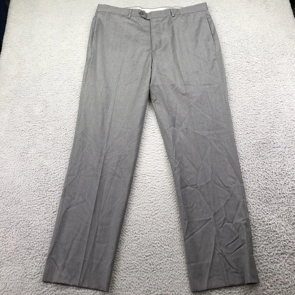 Brooks Brothers Pants Mens 38x32 Gray Wool Dress Flat Front Straight Madison Fit